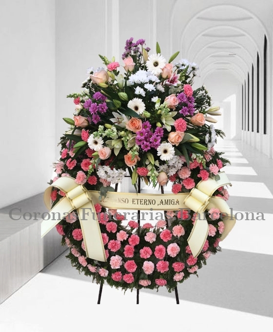 Corona funeraria rosa para Condolencias
